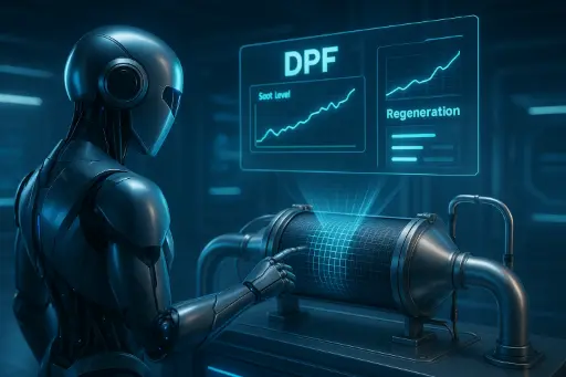 Illustration eines KI-Roboters bei der Arbeit – Symbol für Automatisierung, Präzision und Effizienz.