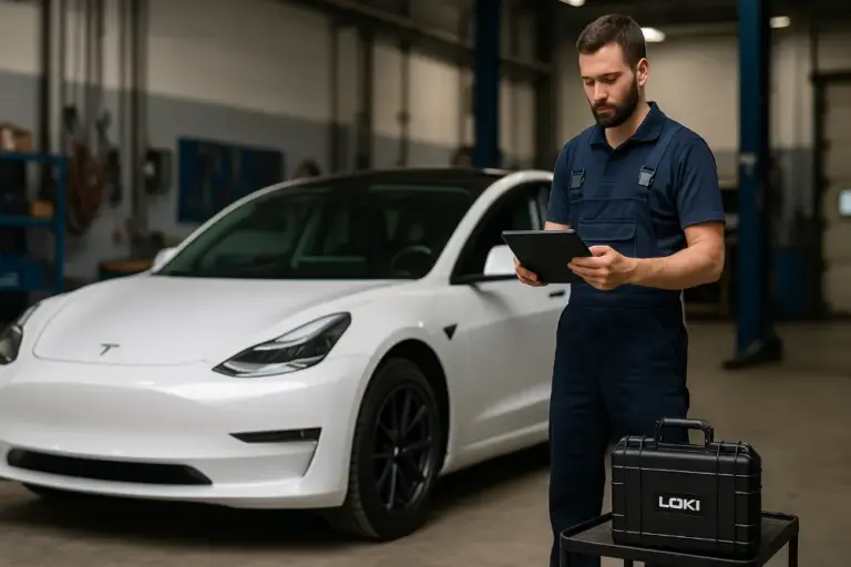 LOKI Werkstatt-Diagnosegerät für Tesla-Elektroautos – Live-CAN, Batteriediagnose & Crashdaten-Löschung