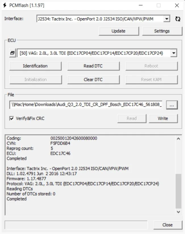 PCM Flash Software zur Steuergerät-Optimierung und zum Auslesen von ECU-Daten.