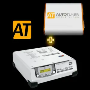 GYSFLASH 101.12 HF Inverter-Batterieladegerät am Fahrzeug bei der Diagnose.