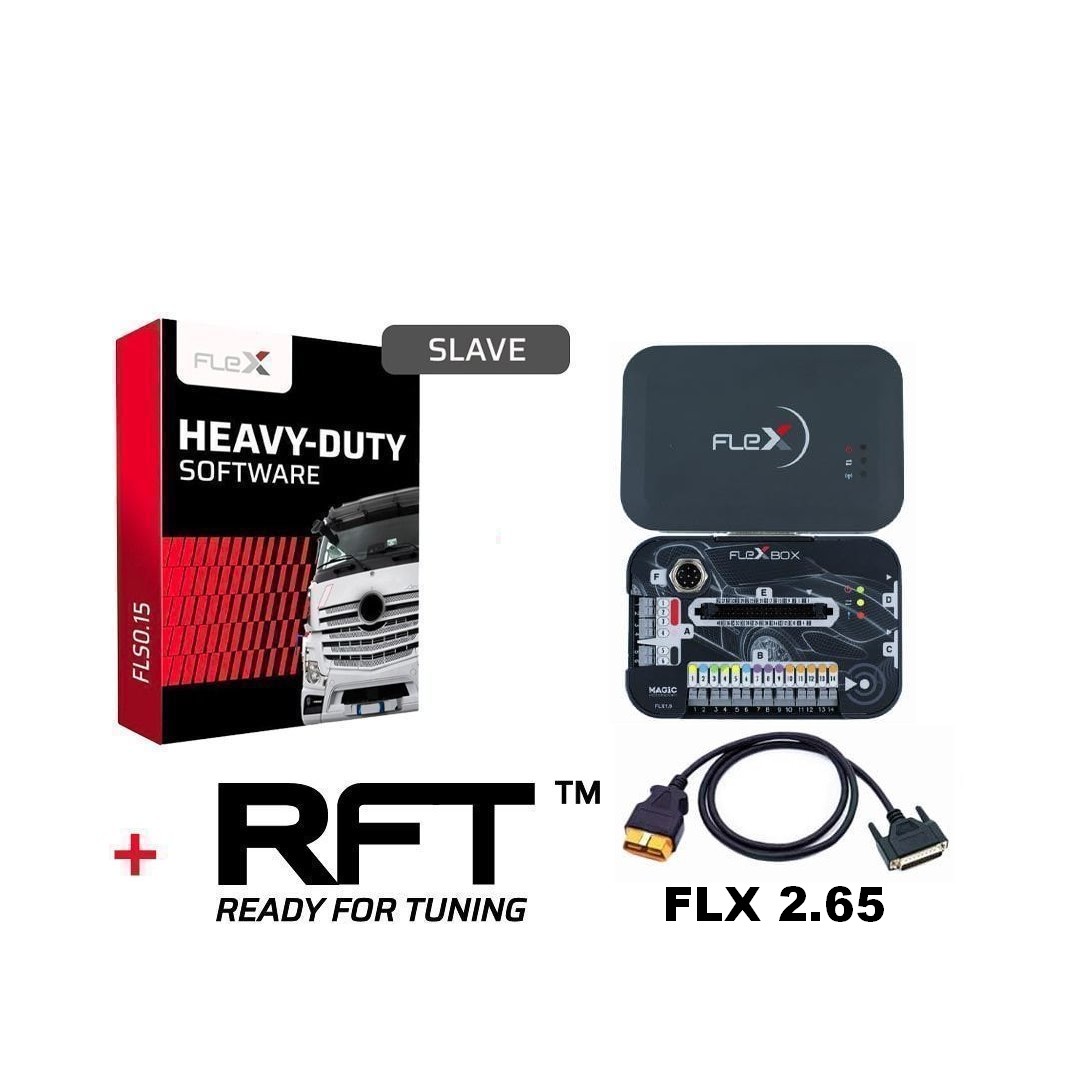 MagicMotorsport FLEX Heavy-Duty Slave + RFT + FLX 2.65 – ECU/TCU Programmer (OBD/Bench/Boot, 24V Truck Cable)
