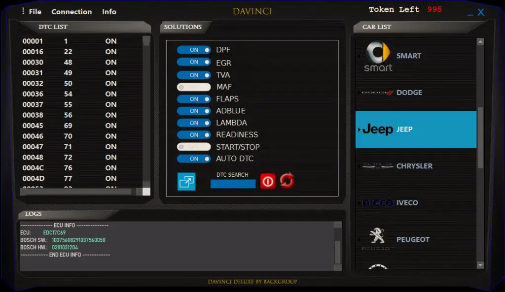 DaVinci Chiptuning Software für ECU TCU Datei Bearbeitung