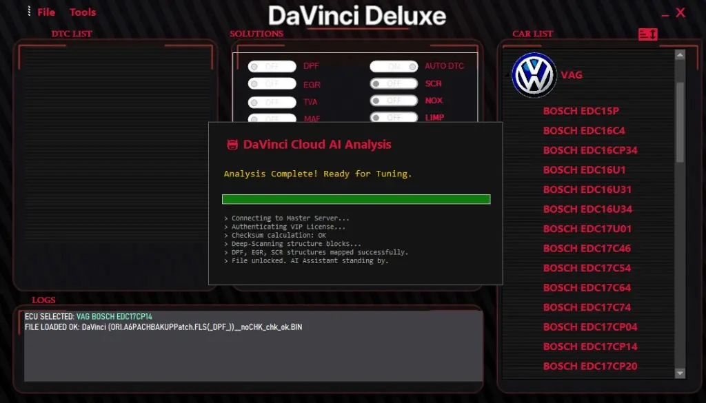 DaVinci Chiptuning Software für ECU TCU Datei Bearbeitung