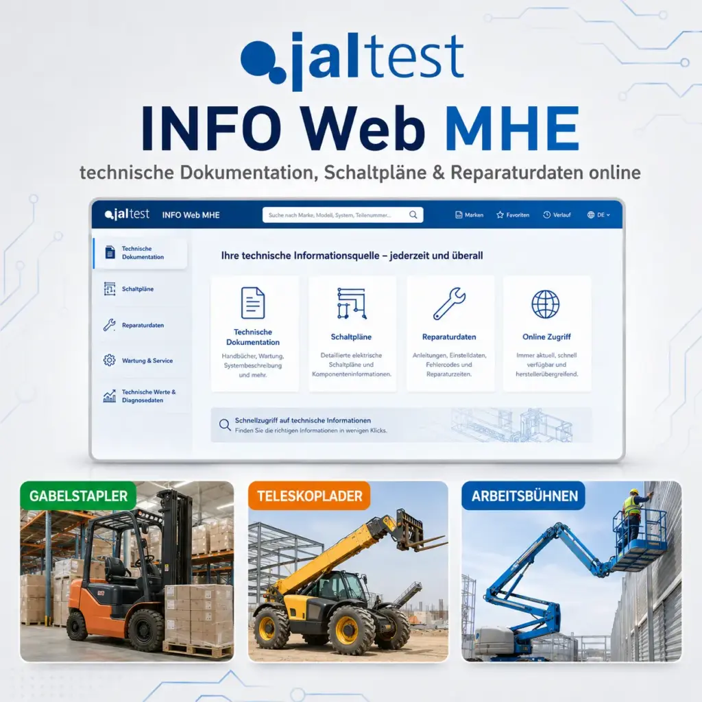 Jaltest INFO Web MHE – technische Dokumentation, Schaltpläne & Reparaturdaten für Material Handling Equipment online