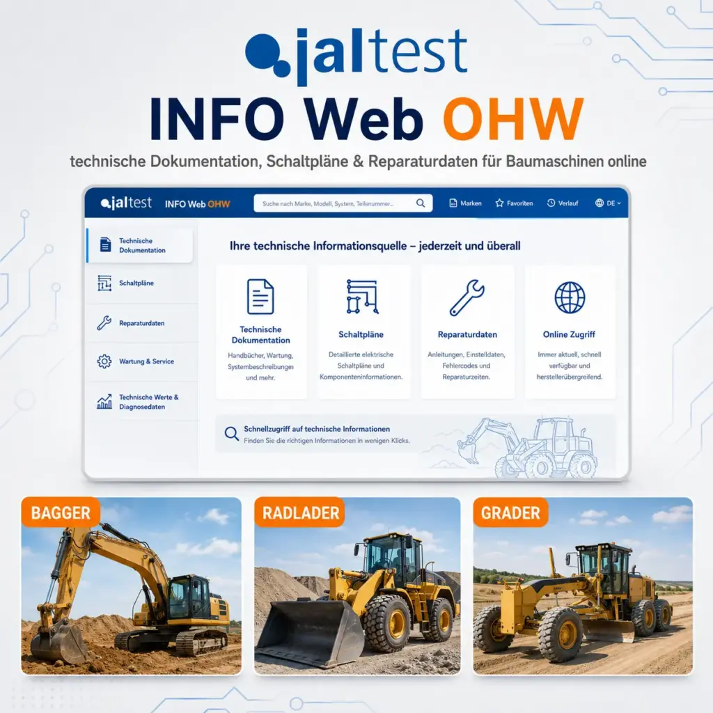 Jaltest INFO Web OHW – technische Dokumentation, Schaltpläne & Reparaturdaten für Baumaschinen online