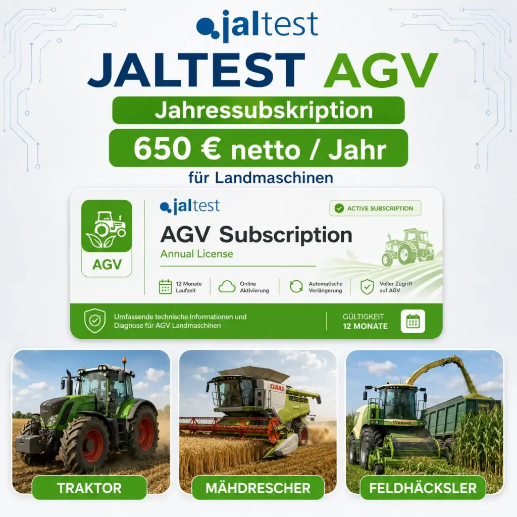Jaltest AGV Jahres-Subskription – 12 Monate Lizenzverlängerung für Landmaschinen