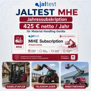 Jaltest MHE Jahres-Subskription – 12 Monate Lizenzverlängerung für Gabelstapler, Lagertechnik & Arbeitsbühnen