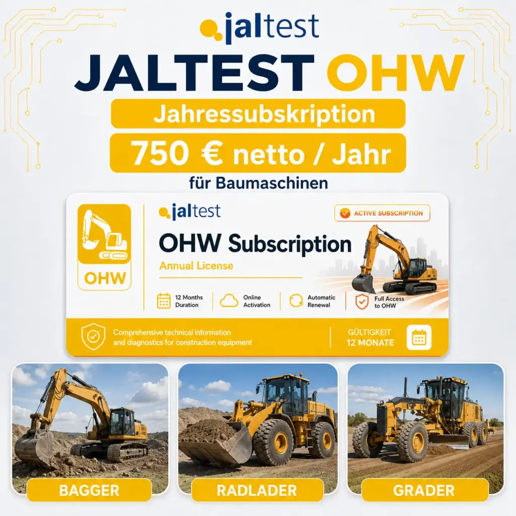 Jaltest OHW Jahres-Subskription – 12 Monate Lizenzverlängerung für Baumaschinen & Off-Highway
