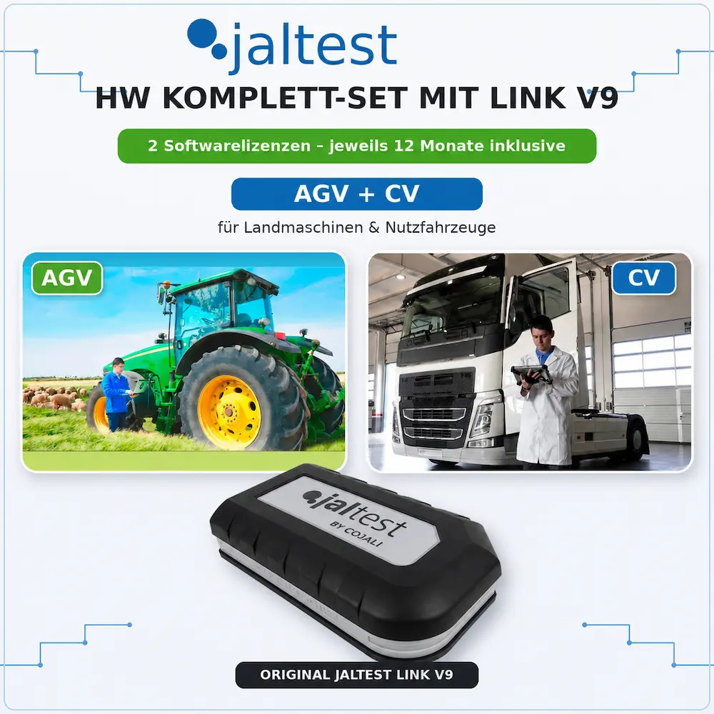 Jaltest HW Komplett-Set mit Link V9 – AGV + CV für Landmaschinen & Nutzfahrzeuge – 2 Softwarelizenzen jeweils 12 Monate inklusive
