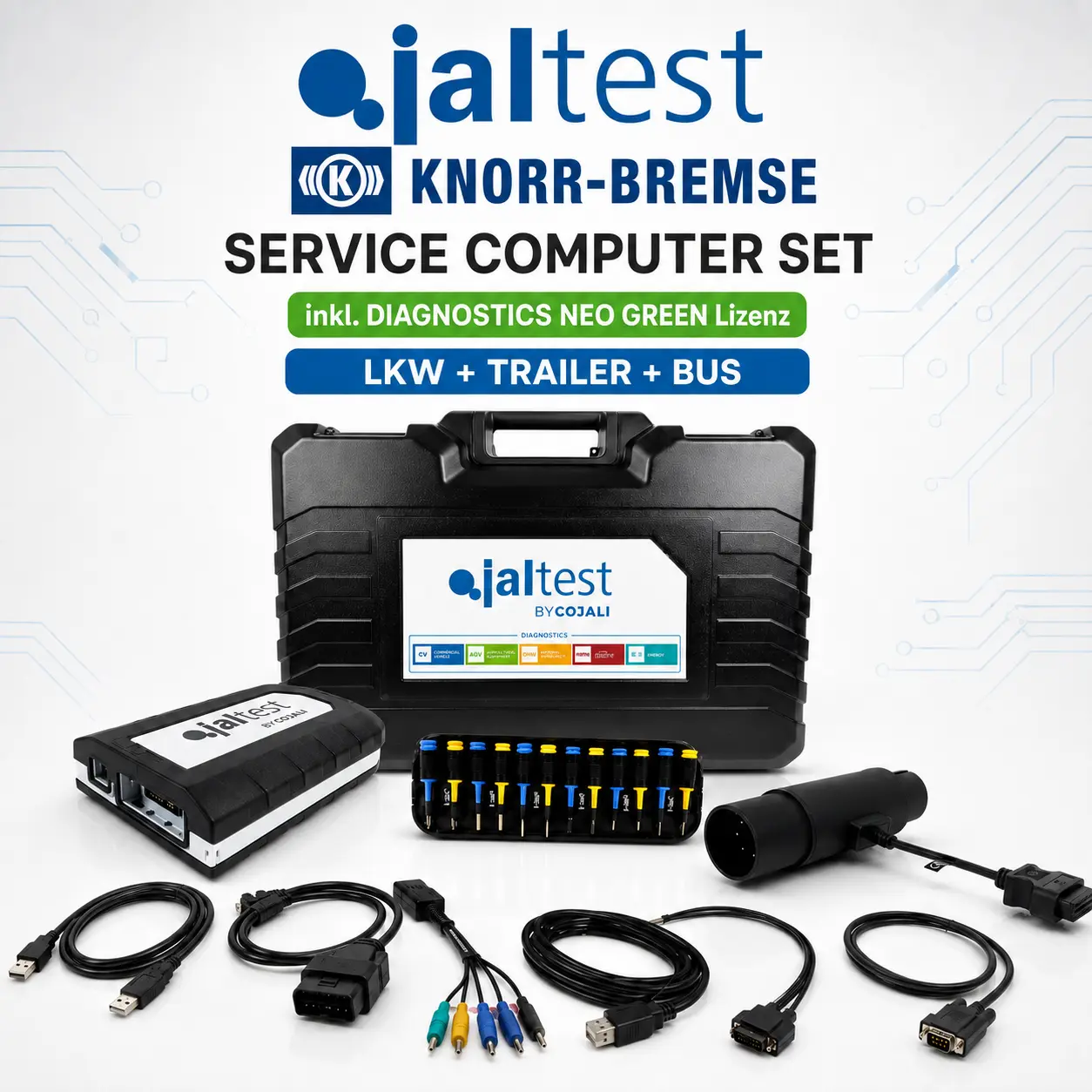 Jaltest 70001052 – Knorr-Bremse Diagnostics Komplett-Set mit Link V9 für LKW, Bus & Trailer – 12 Monate Lizenz inklusive
