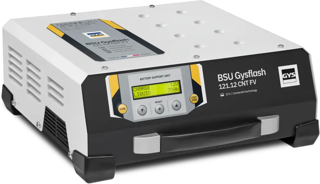 GYS GYSFLASH 121.12 CNT FV – Profi-Batterieladegerät & Spannungsstütze (12 V / 120 A) inkl. 5 m Kabel